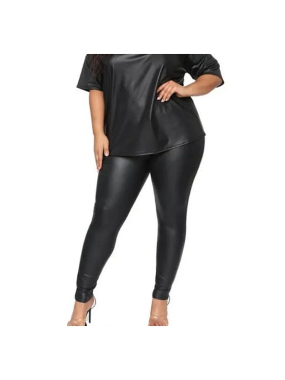 Women's Plus Size Shiny Leggings High Waisted Tummy Control Super Stretchy